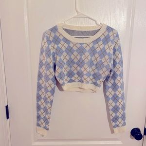 Cropped Argyle Sweater